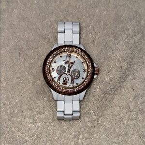 Disney Women's Silver and Rose Gold Mickey Mouse Watch
